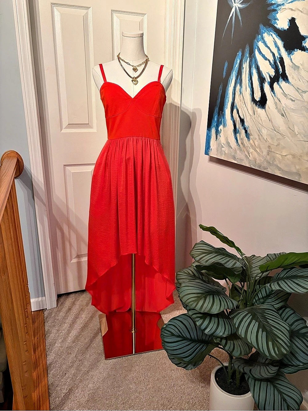 BCBGMAXAZRIA  Orange High-Low Dress Excellent used Size XS/S